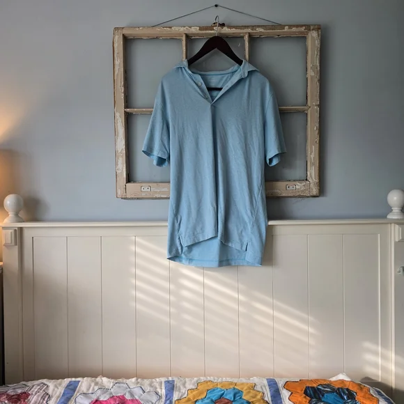 Casual Light Blue Polo Shirt for Men - Picture 2 of 7